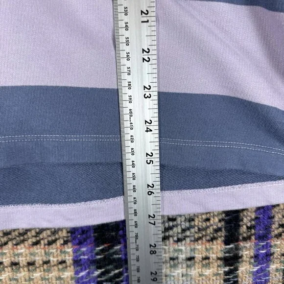 L.L. Bean Mens Polo Rugby Long Sleeve Blue Striped Size Medium Collard Shirt - Picture 7 of 7